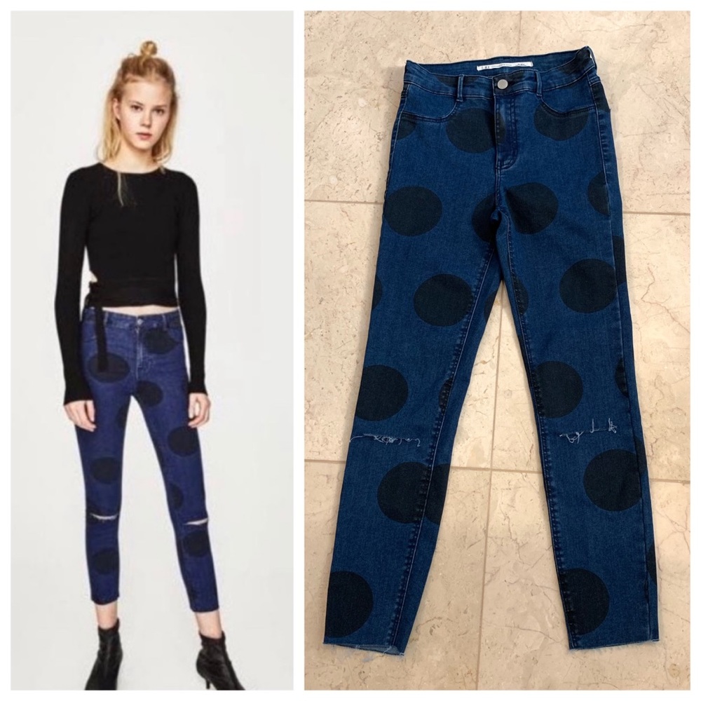NEW Zara Polka Dot Skinny Jeans